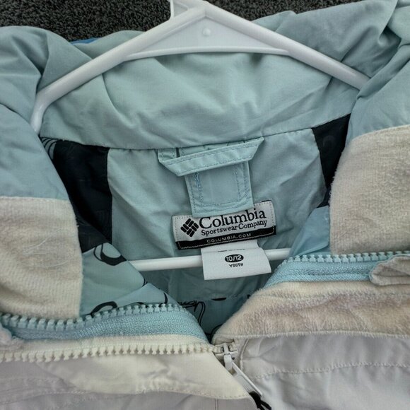 Columbia Jacket Girls Medium 10-12 White Blue Full Zip Hooded Whirlibird Youth - Picture 6 of 16